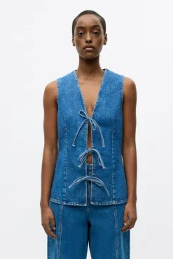 Enatenna Denim Vest, Worn Dark Blue, 34