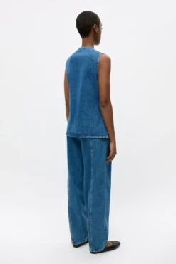 Enatenna Denim Vest, Worn Dark Blue, 34