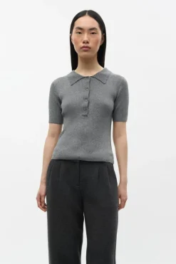 Enicy Strikbluse, Asphalt Silver, S