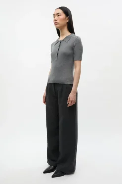 Enicy Strikbluse, Asphalt Silver, S