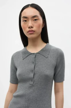 Enicy Strikbluse, Asphalt Silver, S