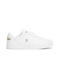 Essential Court Sneakers, White/Gold, 36