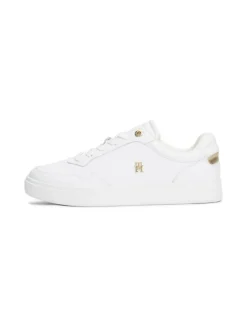 Essential Court Sneakers, White/Gold, 36