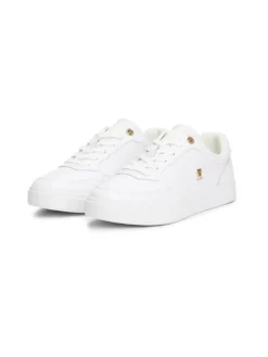 Essential Court Sneakers, White/Gold, 36