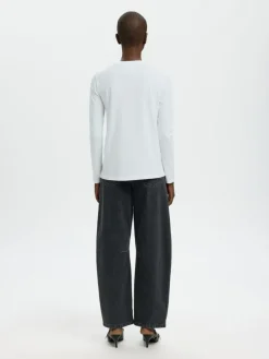 Essential Langærmet T-shirt, Bright White, L