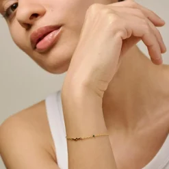 Etta Armbånd, Gold Plated/Petrol Green, 15+4 cm