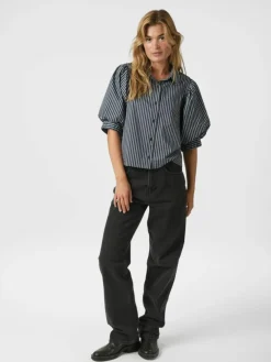 Etta Stripe Skjorte, Navy, 40