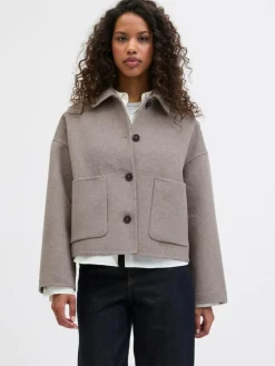 Eve Wool Blend Jakke, Greige, M