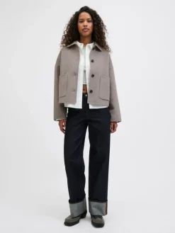 Eve Wool Blend Jakke, Greige, M