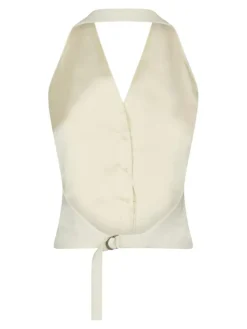 Ezza Structure Halterneck Vest, Off White, 40