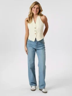 Ezza Structure Halterneck Vest, Off White, 40