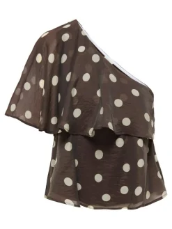 Fay One-shoulder Top, Chocolate Torte, S