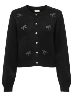 Faye Bow Cardigan, Black, L
