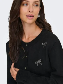 Faye Bow Cardigan, Black, L