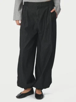 Fayla Denim Balloon Bukser, Black, 38