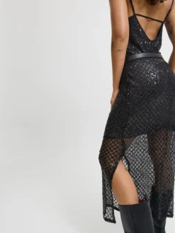 Fie Glitter Kjole, Black, L