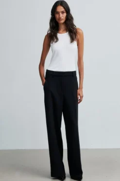 Fique Straight Bukser, Black, XL