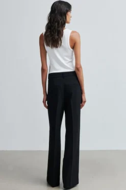 Fique Straight Bukser, Black, XL