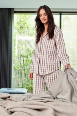 Flannel Pyjamasskjorte, Brun, XL