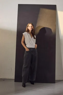 Flip Waist Pocket Jeans, Black, S