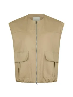 Flo Balloon Twill Vest, Taupe, 36