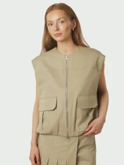 Flo Balloon Twill Vest, Taupe, 36