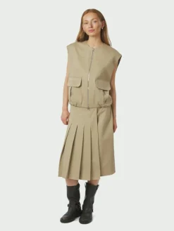 Flo Balloon Twill Vest, Taupe, 36