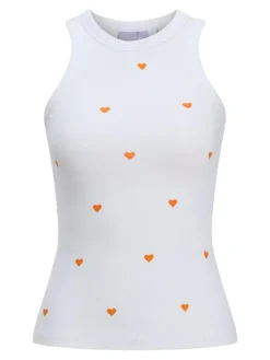 Forest Rib Top, Bright White Hearts, XL