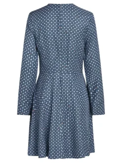 Foulard Fit & Flare Knee Kjole, Heritage Foulard/Fossil Blue, 34