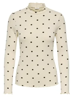 Fransiska Life Langærmet Højhalset Bluse, Whitecap Gray Chocolate, L