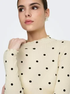 Fransiska Life Langærmet Højhalset Bluse, Whitecap Gray Chocolate, L