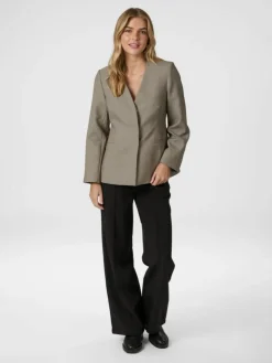 Frillis Fitted Blazer, Dark Sand, 42