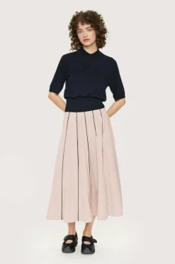 Fukkura Poplin Nederdel, Dusty Quartz/Black Piping, S