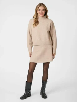 Gisa Striknederdel, Sand Melange, 40