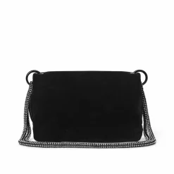 Glitter Velour Skuldertaske, Black