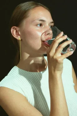 Half Moon Chain Ørering, Gold Plated-Left