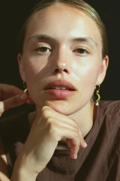 Half Moon Creole Ørering, Gold Plated