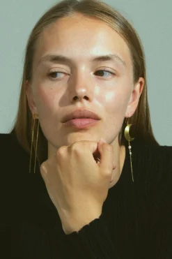 Half Moon Pearl Ørering, Gold Plated-Left