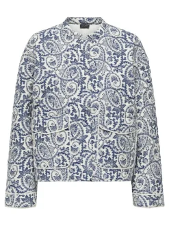 Hallie Quilted Jakke, Cloud Dancer/Blue Tile Print, XS