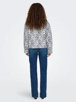 Hallie Quilted Jakke, Cloud Dancer/Blue Tile Print, XS