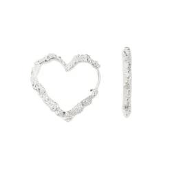 Heart Crush Hoops, Silver