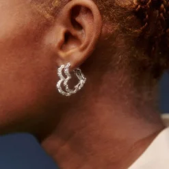 Heart Crush Hoops, Silver