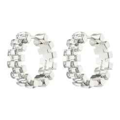 Heli Crystal Hoops, Silver Plated