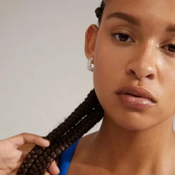 Heli Crystal Hoops, Silver Plated