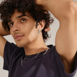 Heli Crystal Hoops, Silver Plated