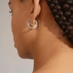 Heli Crystal Hoops, Silver Plated