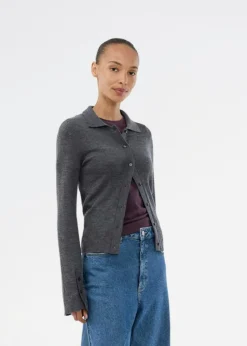 HirokiMD Cardigan, Dark Grey Melange, L