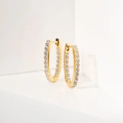 Hoop Ellisse Piccolo Øreringe, Guld/Hvid