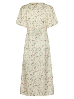 Illana Flower Print Kjole, Creme, 36