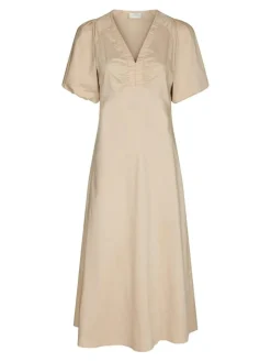Illana Poplin Kjole, Dark Sand, 42